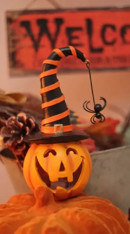 Halloween Horror Pumpkin Wizard + Spider Halloween Decor Props Party Scary Prop House Decoration