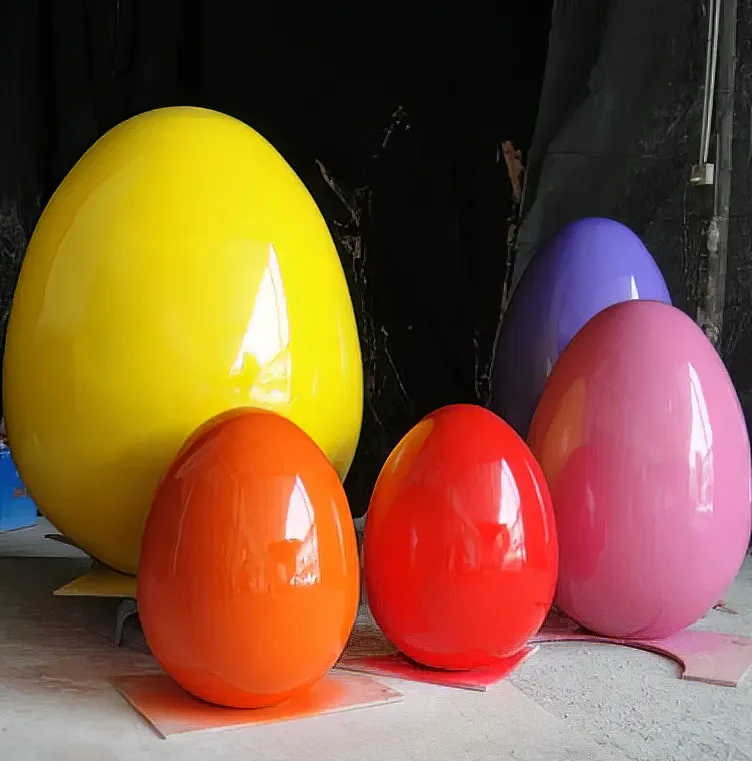 Customized Factory Easter Holiday Props Large Fiberglass Resin Colorful Easter Fiberglass Eggs for O