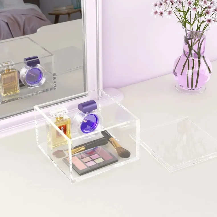 Factory Customized Transparent Acrylic Storage Box with Lid clear Gift Box Acrylic Display White Flower Shadow Box Wholesale