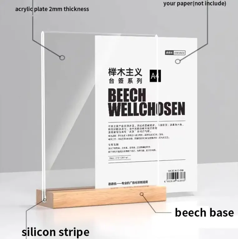 Acrylic Double-Side AD Frame Clear Sign Display Stand for A4/A5/A6 Sizes NFC Label for Catering Acrylic Double-Side AD Frame Clear Sign Display Stand for A4/A5/A6 Sizes NFC Label for Catering