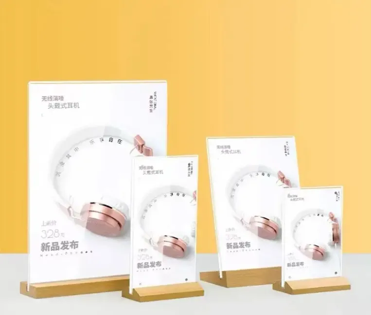 Acrylic Double-Side AD Frame Clear Sign Display Stand for A4/A5/A6 Sizes NFC Label for Catering Acrylic Double-Side AD Frame Clear Sign Display Stand for A4/A5/A6 Sizes NFC Label for Catering