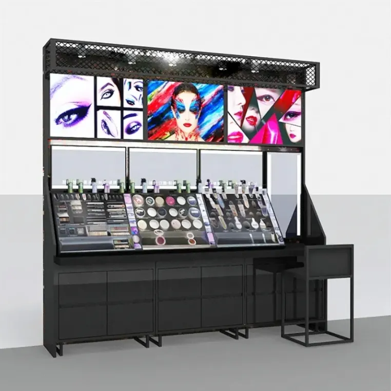 Costom Beauty Store Makeup Vanity With Lighted Mirror Cosmetics Shop Decoration Display Stand Gondol