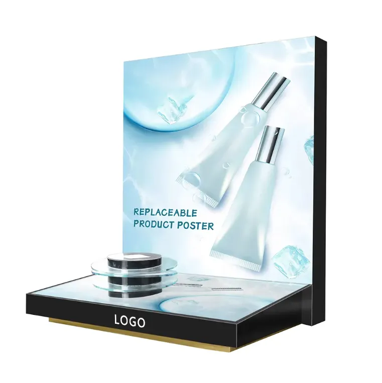 Custom Desktop Acrylic Makeup Display Stand for Cosmetics and Essential Oils Durable with LED Light 